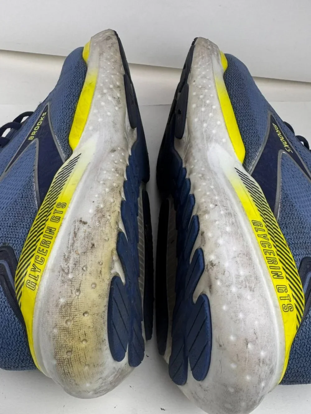 Brooks Glycerin GTS 21 Men's Running Shoes Blue Yellow Size 10 Medium Damage